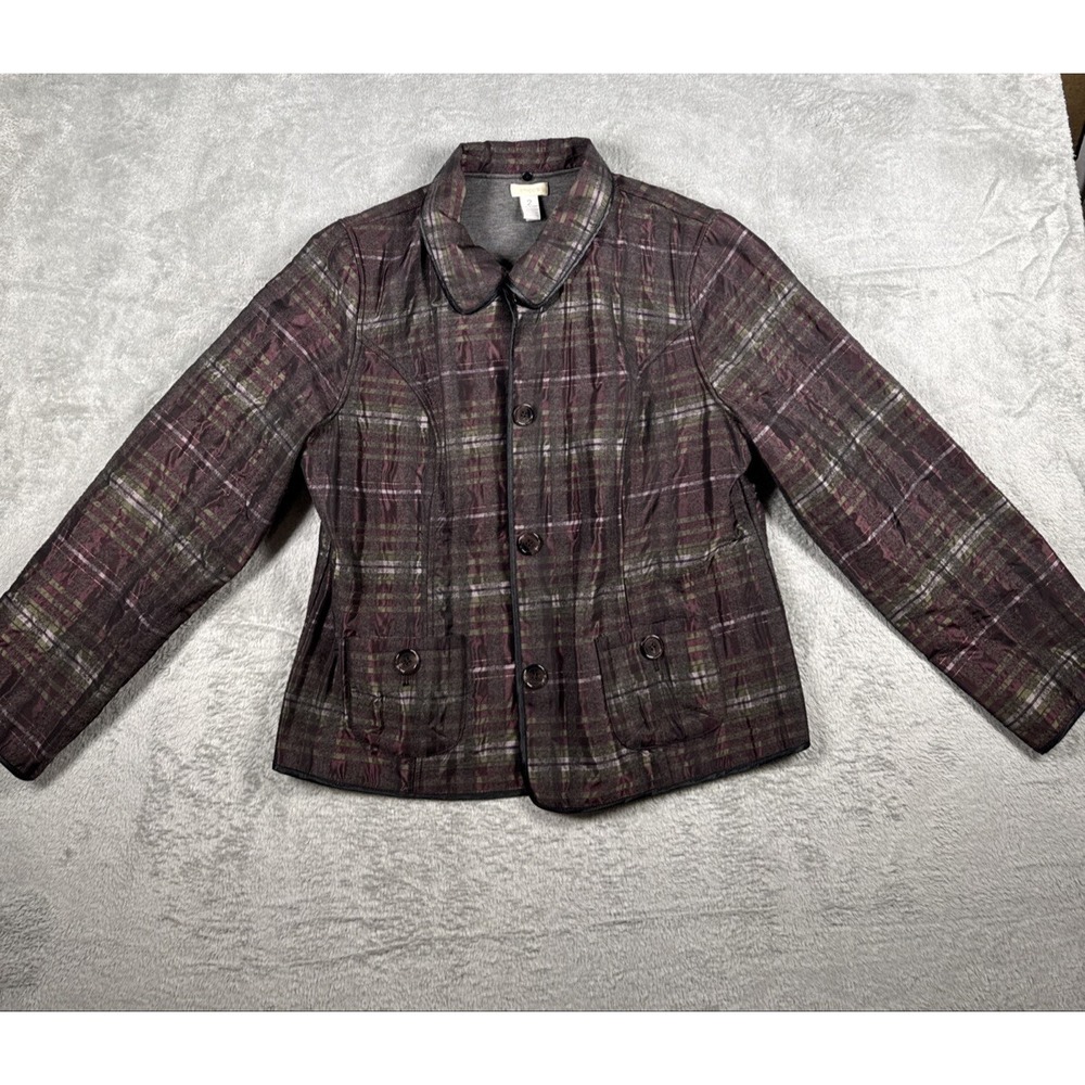 Chico's Women's Jacket Blazer Plaid Business Classic Mature Work Size 2